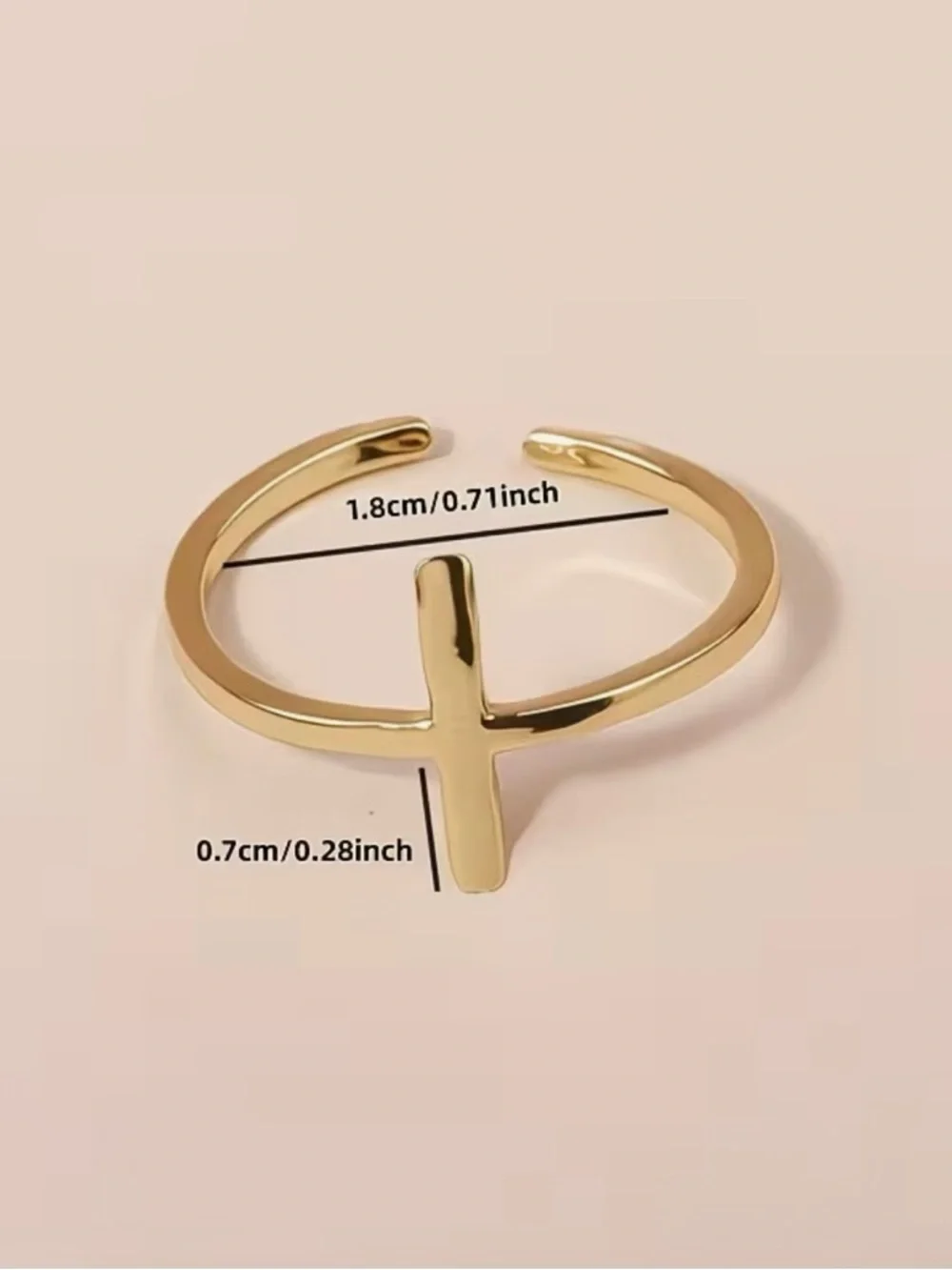 BNIB - Gold Cross Open Ring - 14K Gold Plated